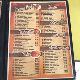 Restaurant Menu from 2019