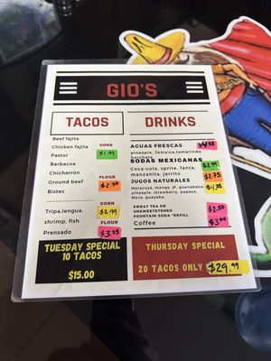 Menu photo 7 Gio's Taqueria 2 Carrollton, TX