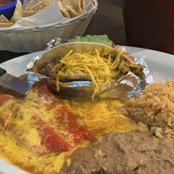 Taco Parilla - Excellent combo plate for dinner. Cheese, enchiladas, and crispy taco, even the rice and beans were great!