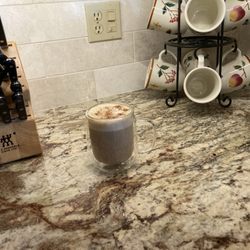 Floor & Decor - The Santorini marble from Floor and Decor in the backsplash provided a complete beautiful look to complete our new granite countertops!
