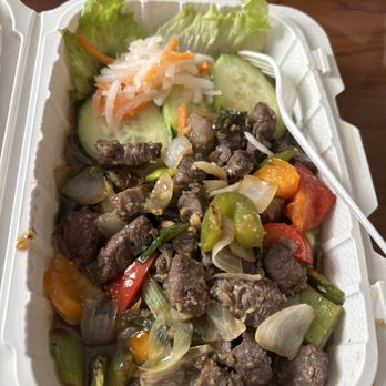 New Saigon - Bo Luc Lac "shaken beef". Also comes with a side of steamed rice. DELICIOUS!! - Vietnamese Near Me - Bakersfield, California