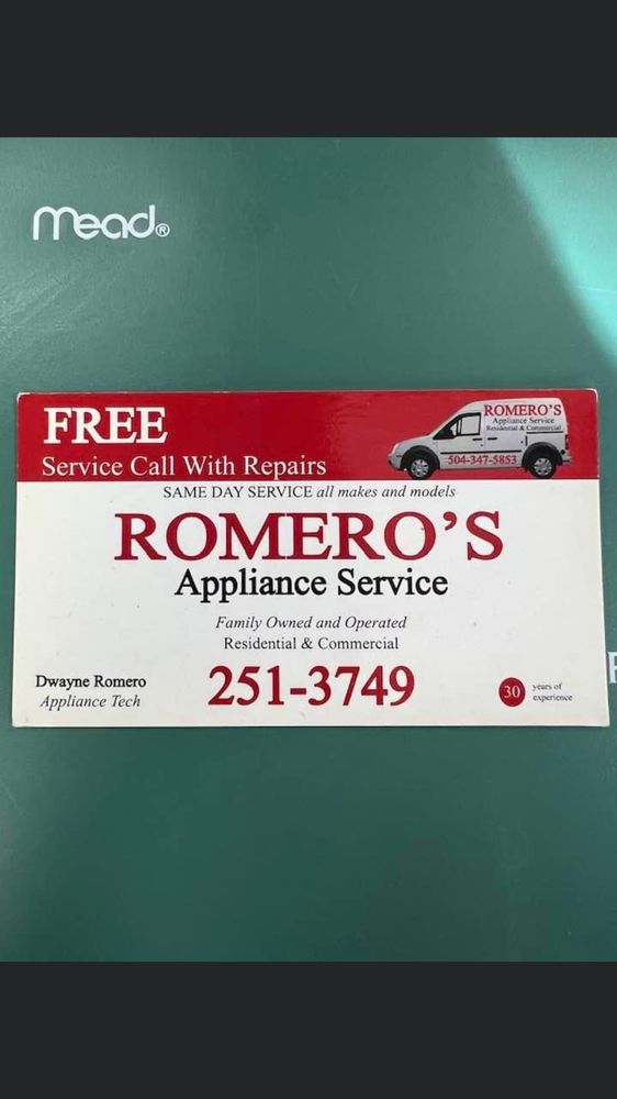 ROMERO’S APPLIANCE REPAIRS Updated September 2024 2600 Wilkerson Dr