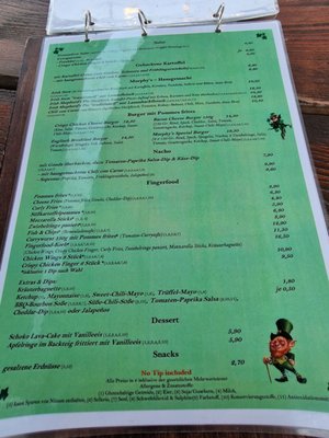 Menu photo 1 Murphys Irish Pub Berlin, BE
