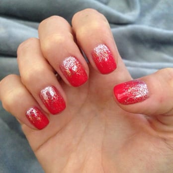 Marvel Nails - Cajun Shrimp gel polish with silver and gold gradient glitter - Nail Salons Near Me - Tempe, Arizona