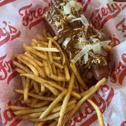 Freddy's Frozen Custard & Steakburgers - Hot dog and fries