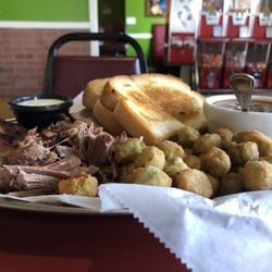 Moocho Mexican Restaurant & Cantina - Combo Plate with Fried Okra and Beans