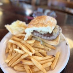 Louis' Basque Corner - The lamb burger side of fries from the bar menu