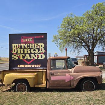 Butcher BBQ Stand - Outside sign! - Barbeque Near Me - Wellston, Oklahoma