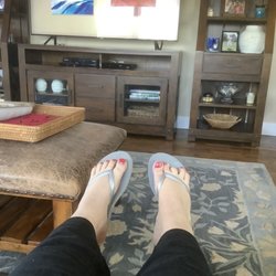 Congers Nails & Spa - Beautiful toes in red with sparkles.