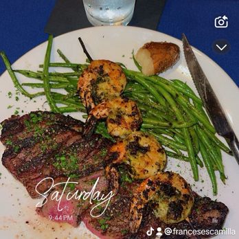 Range - Rib eye with shrimp and green beans - Steakhouses Near Me - San Antonio, Texas
