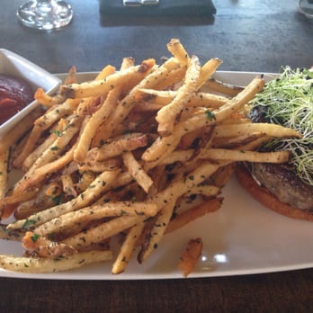 Haven Craft Kitchen + Bar - Lamb burger, medium rare w/ fries - New American Near Me - Orange, California Haven Craft Kitchen + Bar - Lamb burger, medium rare w/ fries - New American Near Me - Orange, California
