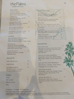 Menu photo 3 The Palms Bar & Bites Kahului, HI Menu photo 3 The Palms Bar & Bites Kahului, HI