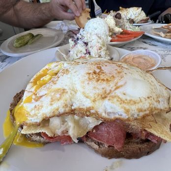 Deli News - Open faced Pastrami and Eggs Sandwich Breakfast - Delis Near Me - Dallas, Texas