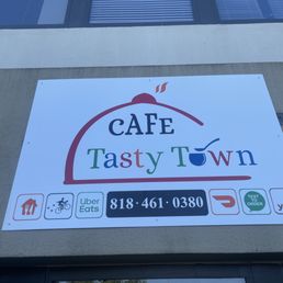 Exterior outside entrance of Tasty Town Cafe - Business Name & Logo (Sign above Door) - Encino, California Exterior outside entrance of Tasty Town Cafe - Business Name & Logo (Sign above Door) - Encino, California