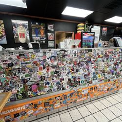 Midnight At Burnies Drive-up - Midnight at Burnie's Drive-Up (Stockton, CA): Cool wall with stickers