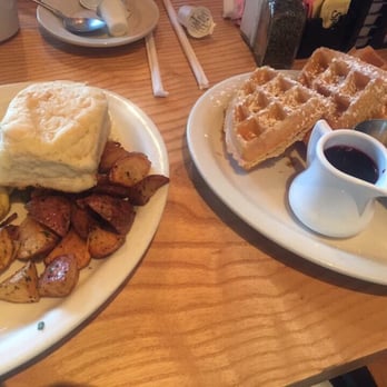 Ginger Sue's - I created my own omelette, Belgium waffles and the bacon was too much for the camera - Breakfast & Brunch Near Me - Liberty, Missouri