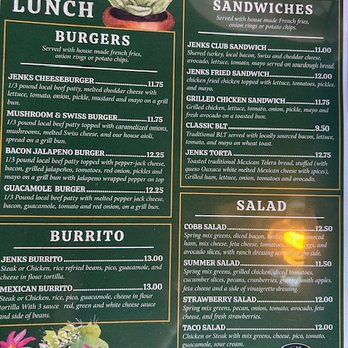 Jenks Restaurant Bar and Grill - Menu 5/25 - Cafes Near Me - Tulsa, Oklahoma