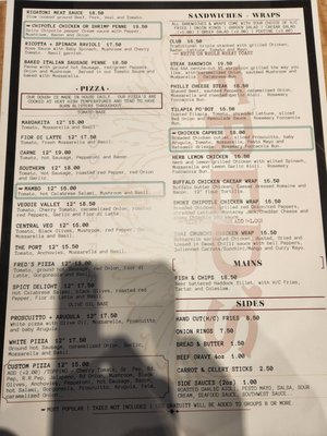 Menu photo 3 Fred's Bar & Grill Mississauga, ON
