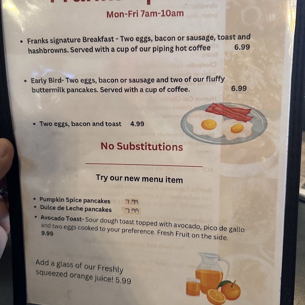 Frank’s Kitchen - Specials menu - Breakfast & Brunch Near Me - Rural Hall, North Carolina Frank’s Kitchen - Specials menu - Breakfast & Brunch Near Me - Rural Hall, North Carolina