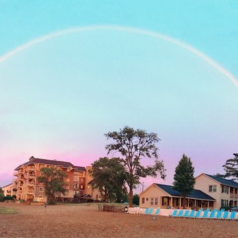 Lakeshore Resort TC - Double rainbow after a storm at the end of the private beach - Resorts Near Me - Traverse City, Michigan