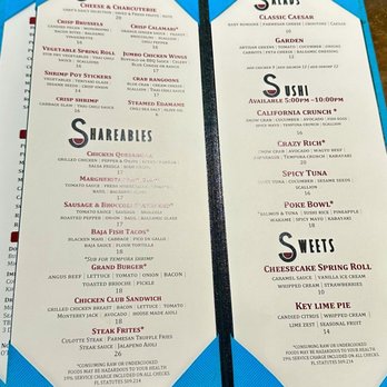 Eskpades - a close up of a restaurant menu - Cocktail Bars Near Me - Clearwater, Florida