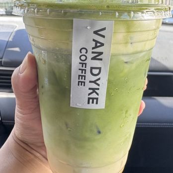 Van Dyke Coffee - Close up of the double mango matcha - Coffee & Tea Near Me - Los Angeles, California Van Dyke Coffee - Close up of the double mango matcha - Coffee & Tea Near Me - Los Angeles, California
