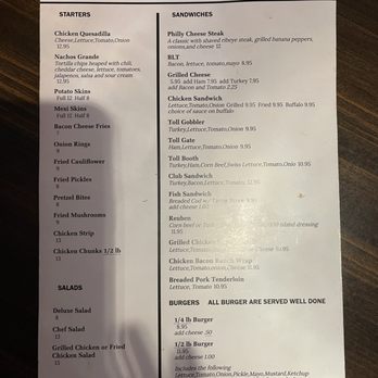 Toll House Tavern - Front of the menu as of 10/12/24. - American Near Me - Union, Ohio Toll House Tavern - Front of the menu as of 10/12/24. - American Near Me - Union, Ohio