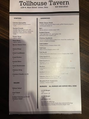 Menu photo 1 Toll House Tavern Union, OH Menu photo 1 Toll House Tavern Union, OH