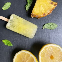 Pineapple, Lemon, MInt Popsicle.