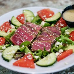 Sesame Seared Ahi Tuna Watermelon & Feta Salad