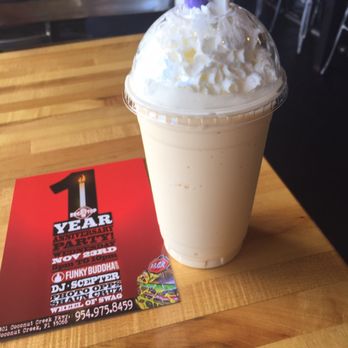 Brgr Stop - Vanilla bean shake plus notice of 1st anniversary event on 11/23... - Burgers Near Me - Coconut Creek, Florida