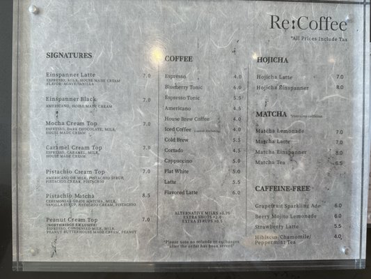 Menu photo 1 Re Coffee Northridge, CA