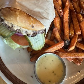 Uptown Grill - Australian Wagyu Burger with sweet potato fries - Cocktail Bars Near Me - Olympia, Washington