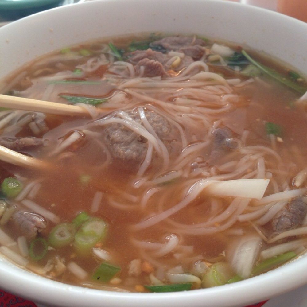 Thara Thai - Beef pho with meatballs, medium spicy - Thai Near Me - Champaign, Illinois Thara Thai - Beef pho with meatballs, medium spicy - Thai Near Me - Champaign, Illinois