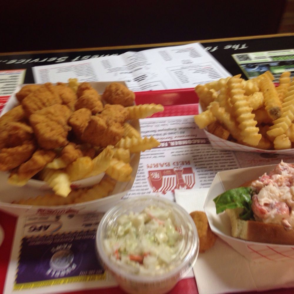 The Red Barn - lobster roll, fried scallops, and coleslaw - Seafood Near Me - Augusta, Maine The Red Barn - lobster roll, fried scallops, and coleslaw - Seafood Near Me - Augusta, Maine