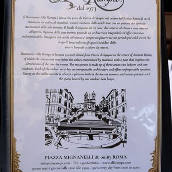 Alla Rampa - Menu April 2026 intro to the restaurant, open since 1973 - Roman Near Me - Rome, RM Alla Rampa - Menu April 2026 intro to the restaurant, open since 1973 - Roman Near Me - Rome, RM