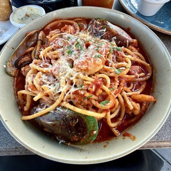 Parkers' Lighthouse - Seafood bucatini. Yummy - Seafood Near Me - Long Beach, California Parkers' Lighthouse - Seafood bucatini. Yummy - Seafood Near Me - Long Beach, California