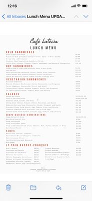 Menu photo 1 Café Lutecia Philadelphia, PA Menu photo 1 Café Lutecia Philadelphia, PA