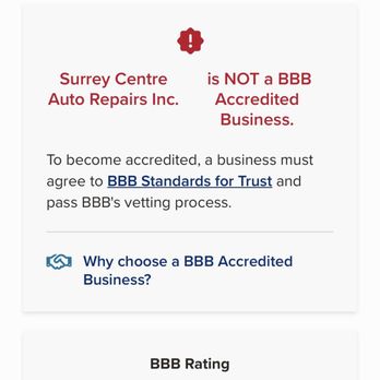 Surrey Centre Auto Repairs - Better Business Bureau Rating F - Auto Repair Near Me - Surrey, British Columbia