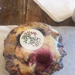 a muffin wrapped in plastic