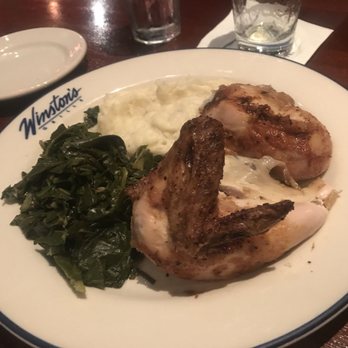Winston's Grille - 1/2 rotisserie chicken with collards and mashed potatoes - American Near Me - Raleigh, North Carolina Winston's Grille - 1/2 rotisserie chicken with collards and mashed potatoes - American Near Me - Raleigh, North Carolina