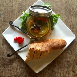 /pôr/ wine house - SPICY PICKLED SHRIMP
a rich blend of herbs and spices combine perfectly to create this briny, faintly spicy pickled dish @ /por/ Wine House