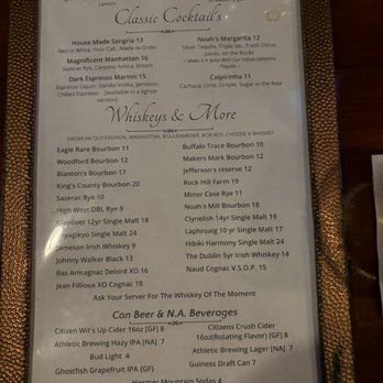 Noah's - Drink menu - New American Near Me - Stonington, Connecticut