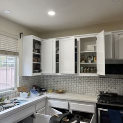 Nevarez Painting - Kitchen cabinets painted natural white