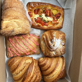 Buttermilk Bakery - Croissants, Strawberry and Brie Croissant, Tomato and cheese tart, Guava Cheesecake pop tart and a morning bun - Bakeries Near Me - Winter Park, Florida