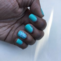 V Y Nail Salon - Left hand came out pretty nice. White prob looks better than the silver I asked for but still...