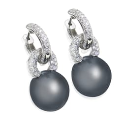 Fairfield Center Jewelers - Stunning Akoya pearl and diamond earrings.