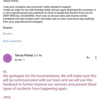 Terry's Florist - Terrible business - Florists Near Me