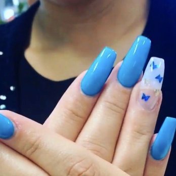 Diamond Lashes & Nails - Blue Butterfly AcrylicNails - Nail Salons Near Me - Whittier, California