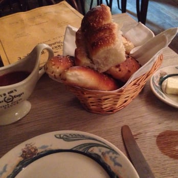 Peter Luger - Complimentary bread and their amazing steak sauce - Steakhouses Near Me - Brooklyn, New York